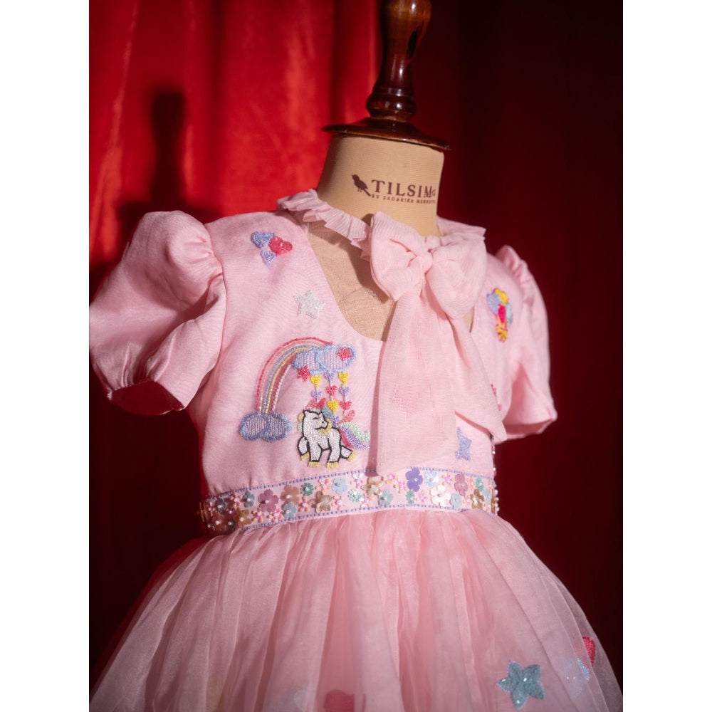 Tilsim by Sagarika Mehrotra Unicorn Pink Embellished Dress