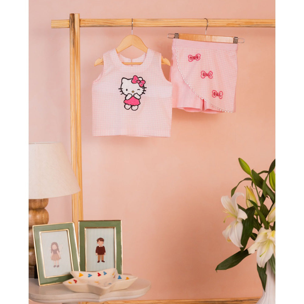 Tilsim by Sagarika Mehrotra Pink Hello Kitty Top & Shorts