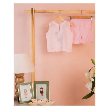 Tilsim by Sagarika Mehrotra Pink Hello Kitty Top & Shorts