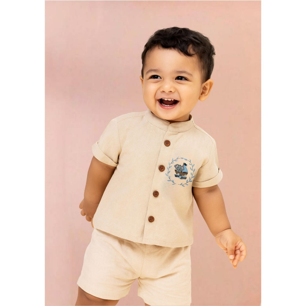 Tilsim by Sagarika Mehrotra Beige Desert Elephant Shirt