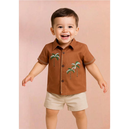 Tilsim by Sagarika Mehrotra Brown Palm Breeze Shirt