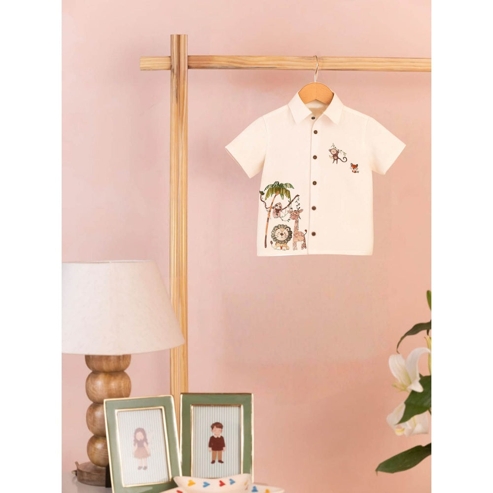 Tilsim by Sagarika Mehrotra Boy Off White Jungle Roar Shirt