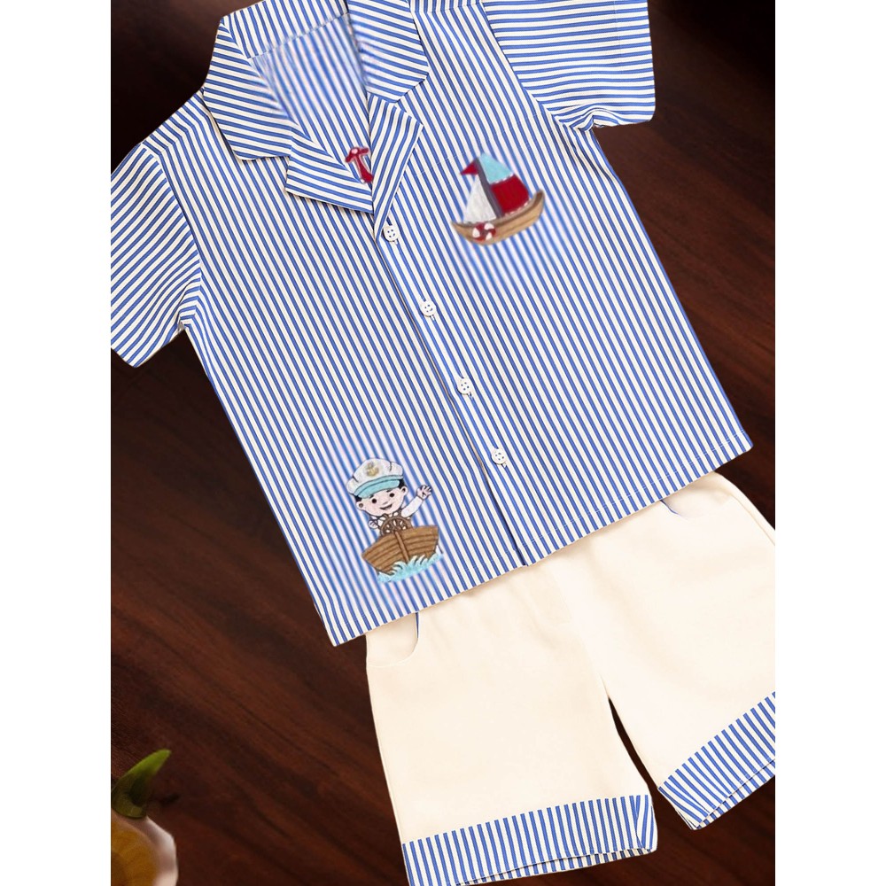 Tilsim by Sagarika Mehrotra Boy Blue Sailor's Co-Ord Set