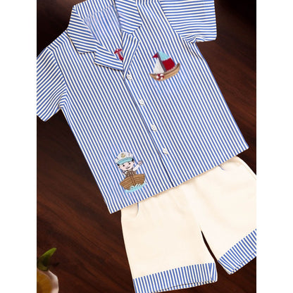 Tilsim by Sagarika Mehrotra Boy Blue Sailor's Co-Ord Set