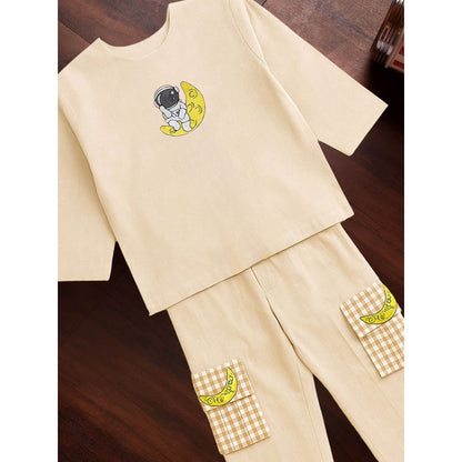 Tilsim by Sagarika Mehrotra Boy Beige Moonwalker Co-Ord Set
