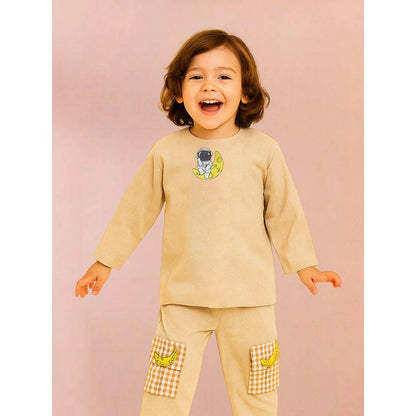 Tilsim by Sagarika Mehrotra Boy Beige Moonwalker Co-Ord Set