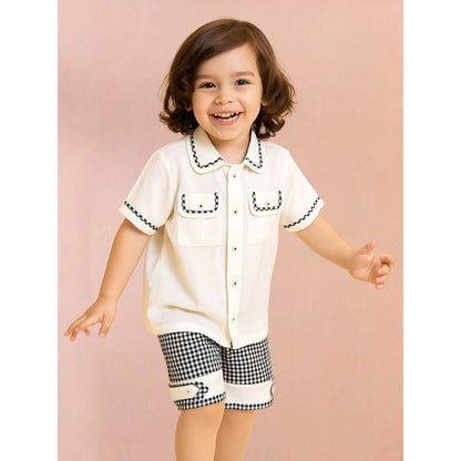 Tilsim by Sagarika Mehrotra Boy White Checks Co-Ord Set
