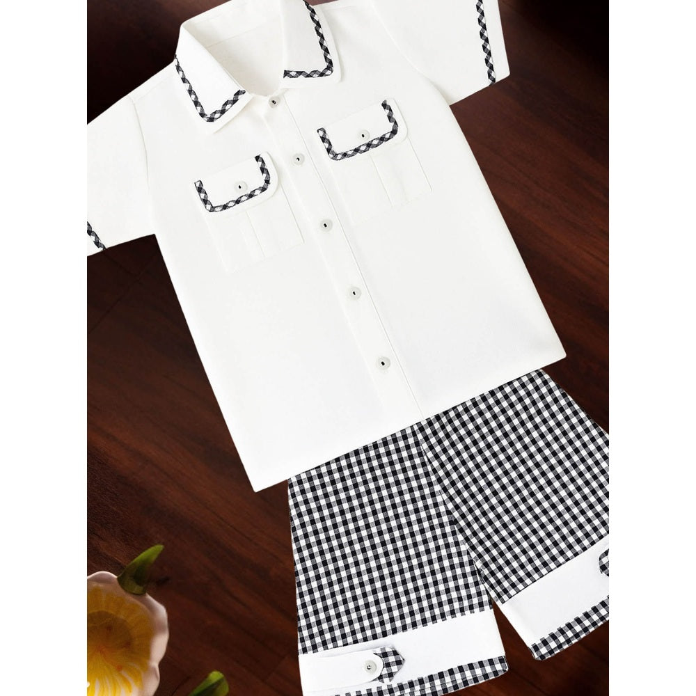 Tilsim by Sagarika Mehrotra Boy White Checks Co-Ord Set