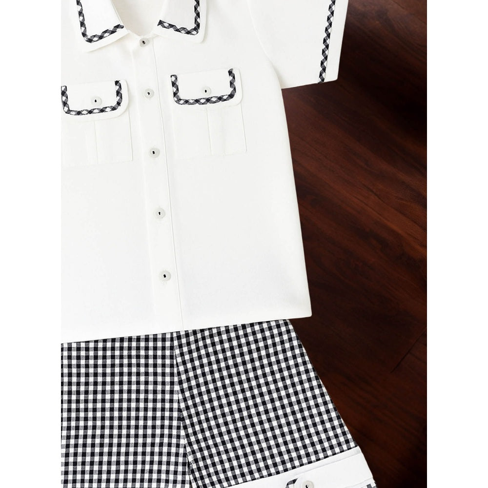 Tilsim by Sagarika Mehrotra Boy White Checks Co-Ord Set