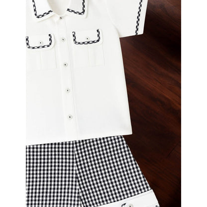 Tilsim by Sagarika Mehrotra Boy White Checks Co-Ord Set
