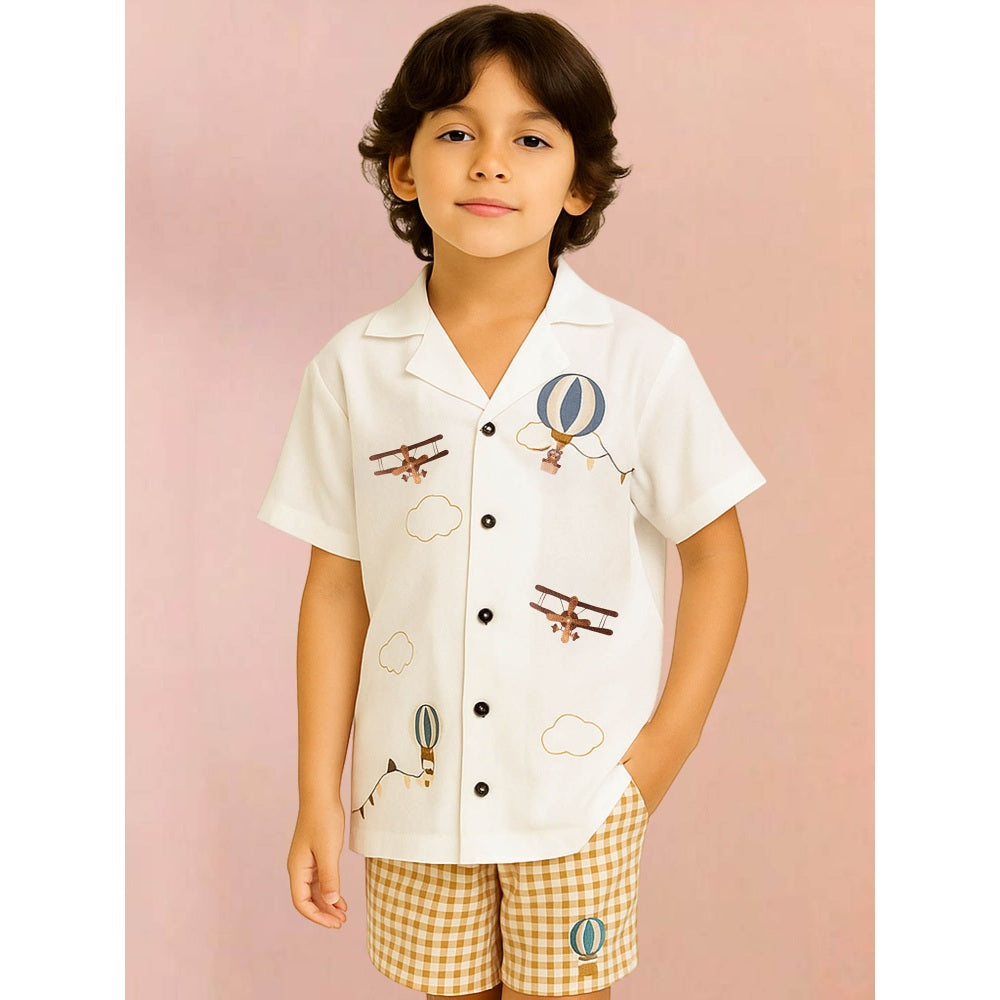 Tilsim by Sagarika Mehrotra Boy White Aero Balloon Co-Ord Set