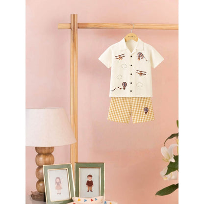 Tilsim by Sagarika Mehrotra Boy White Aero Balloon Co-Ord Set