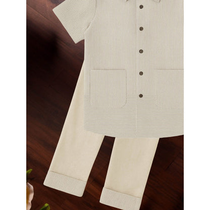 Tilsim by Sagarika Mehrotra Boy Beige Stripes Sync Co-Ord Set