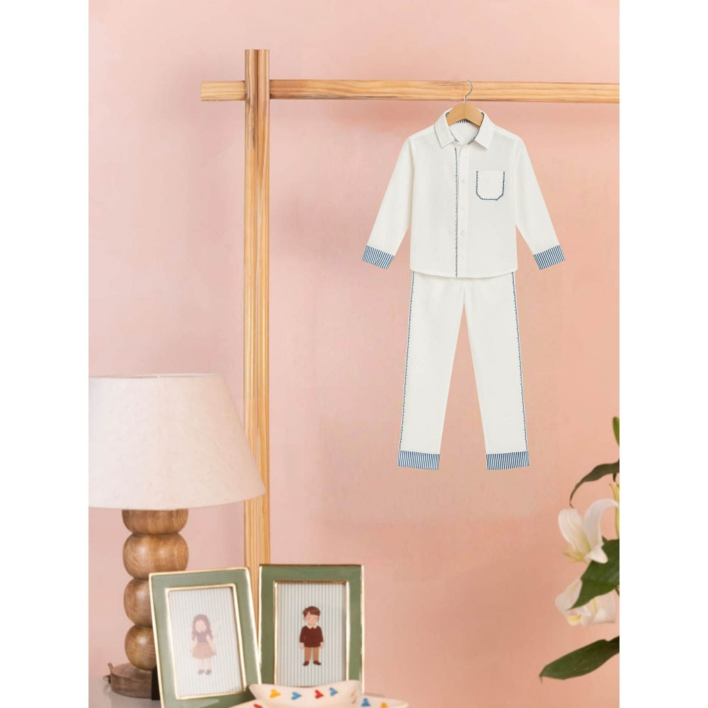 Tilsim by Sagarika Mehrotra Boy Crisscross White Co-Ord Set