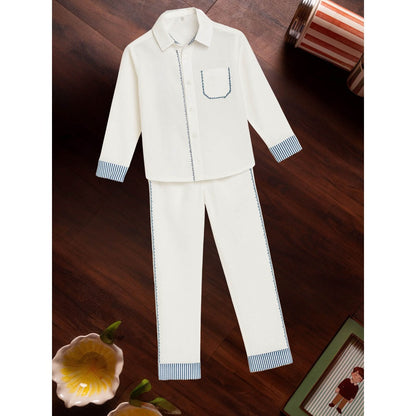 Tilsim by Sagarika Mehrotra Boy Crisscross White Co-Ord Set