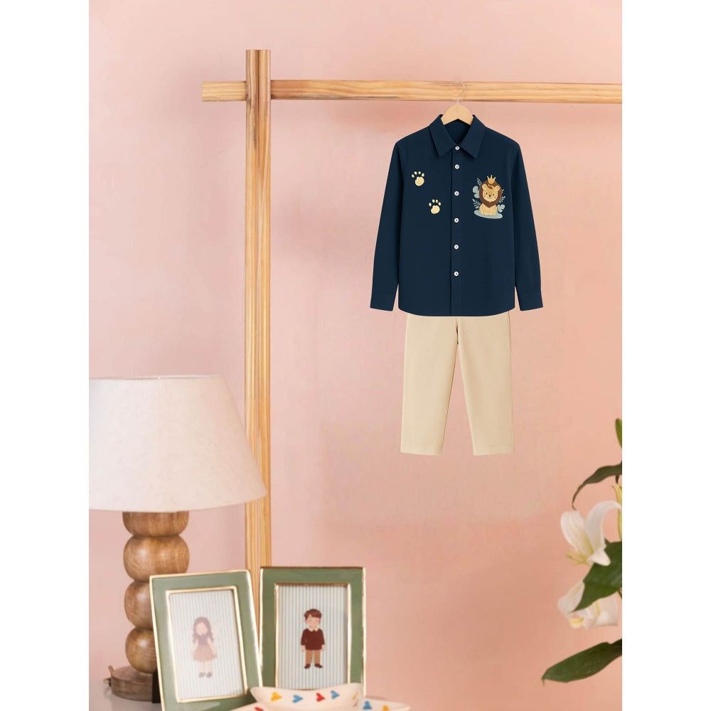 Tilsim by Sagarika Mehrotra Boy Teal Lion Club Co-Ord Set