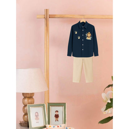 Tilsim by Sagarika Mehrotra Boy Teal Lion Club Co-Ord Set