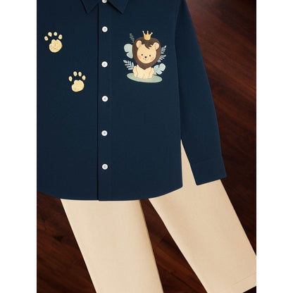 Tilsim by Sagarika Mehrotra Boy Teal Lion Club Co-Ord Set