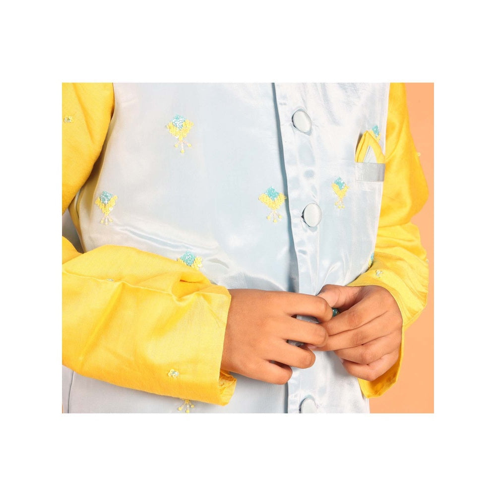 Tilsim by Sagarika Mehrotra Gulrangi Yellow Hand Embroidery Kurta And Pyjama With Jacket