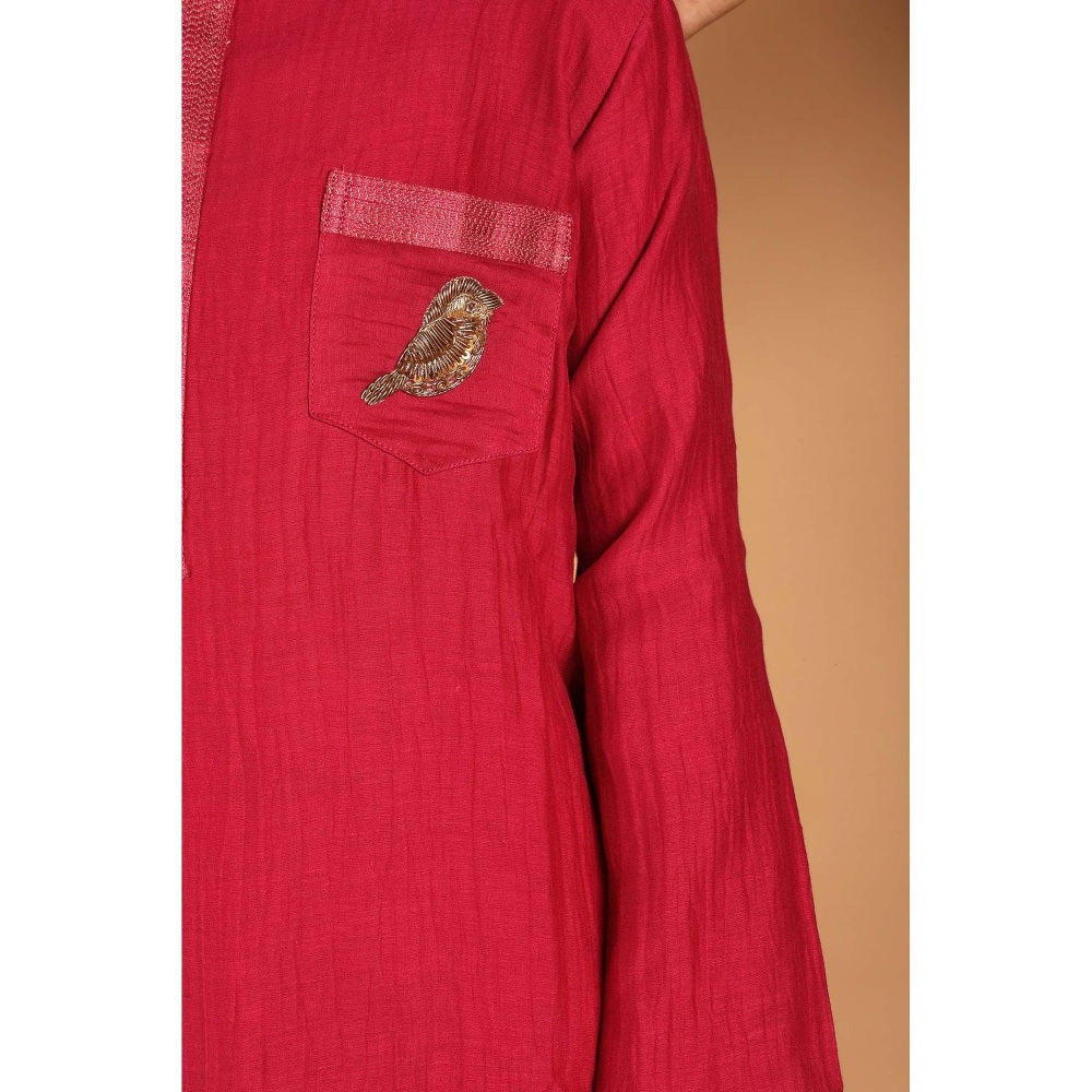 Tilsim by Sagarika Mehrotra Gulnaar Red Hand Embroidery Kurta And Pyjama