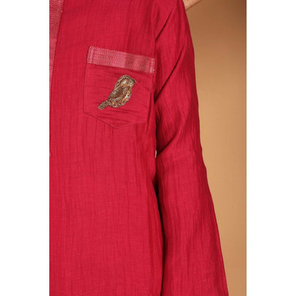 Tilsim by Sagarika Mehrotra Gulnaar Red Hand Embroidery Kurta And Pyjama