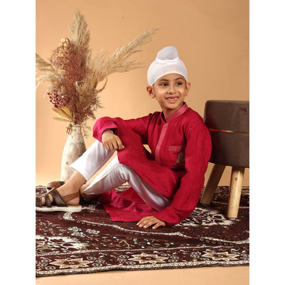 Tilsim by Sagarika Mehrotra Gulnaar Red Hand Embroidery Kurta And Pyjama