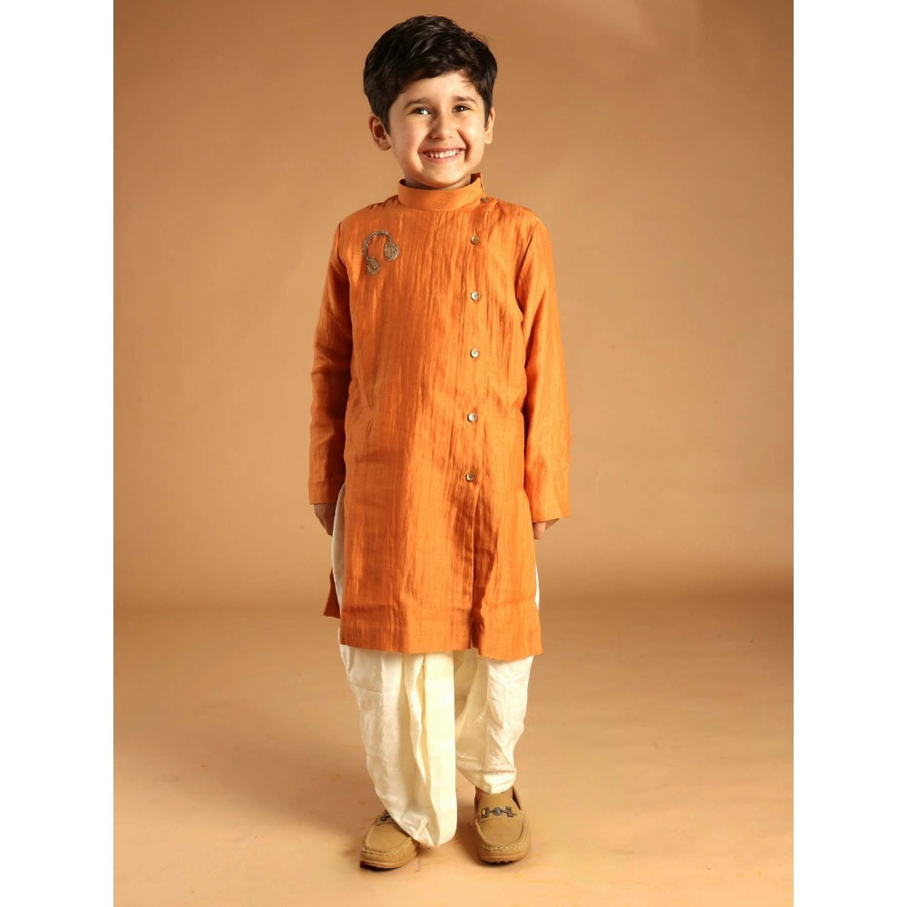 Tilsim by Sagarika Mehrotra Noor Orange Hand Embroidery Kurta And Pyjama