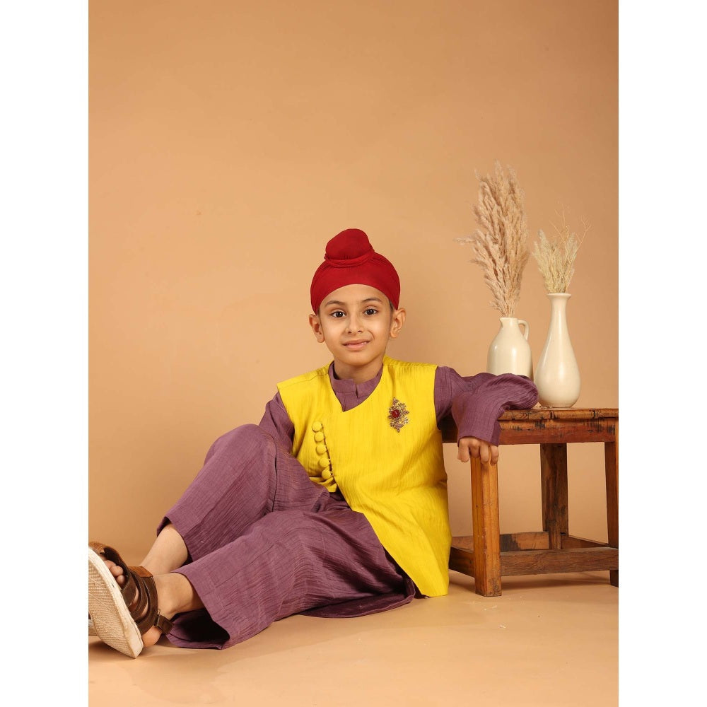 Tilsim by Sagarika Mehrotra Genda Gulmohar Purple Hand Embroidery Kurta And Pyjama With Jacket