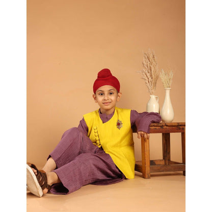 Tilsim by Sagarika Mehrotra Genda Gulmohar Purple Hand Embroidery Kurta And Pyjama With Jacket