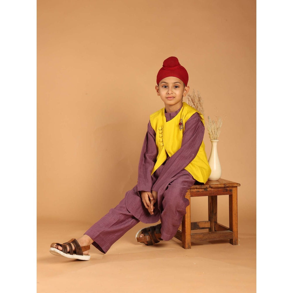 Tilsim by Sagarika Mehrotra Genda Gulmohar Purple Hand Embroidery Kurta And Pyjama With Jacket