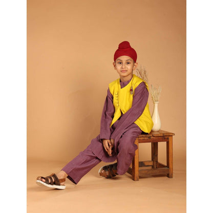 Tilsim by Sagarika Mehrotra Genda Gulmohar Purple Hand Embroidery Kurta And Pyjama With Jacket