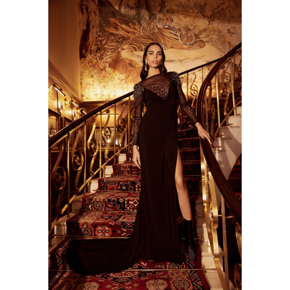 TISHARTH BY SHIVANI Embellished Side Slit Gown