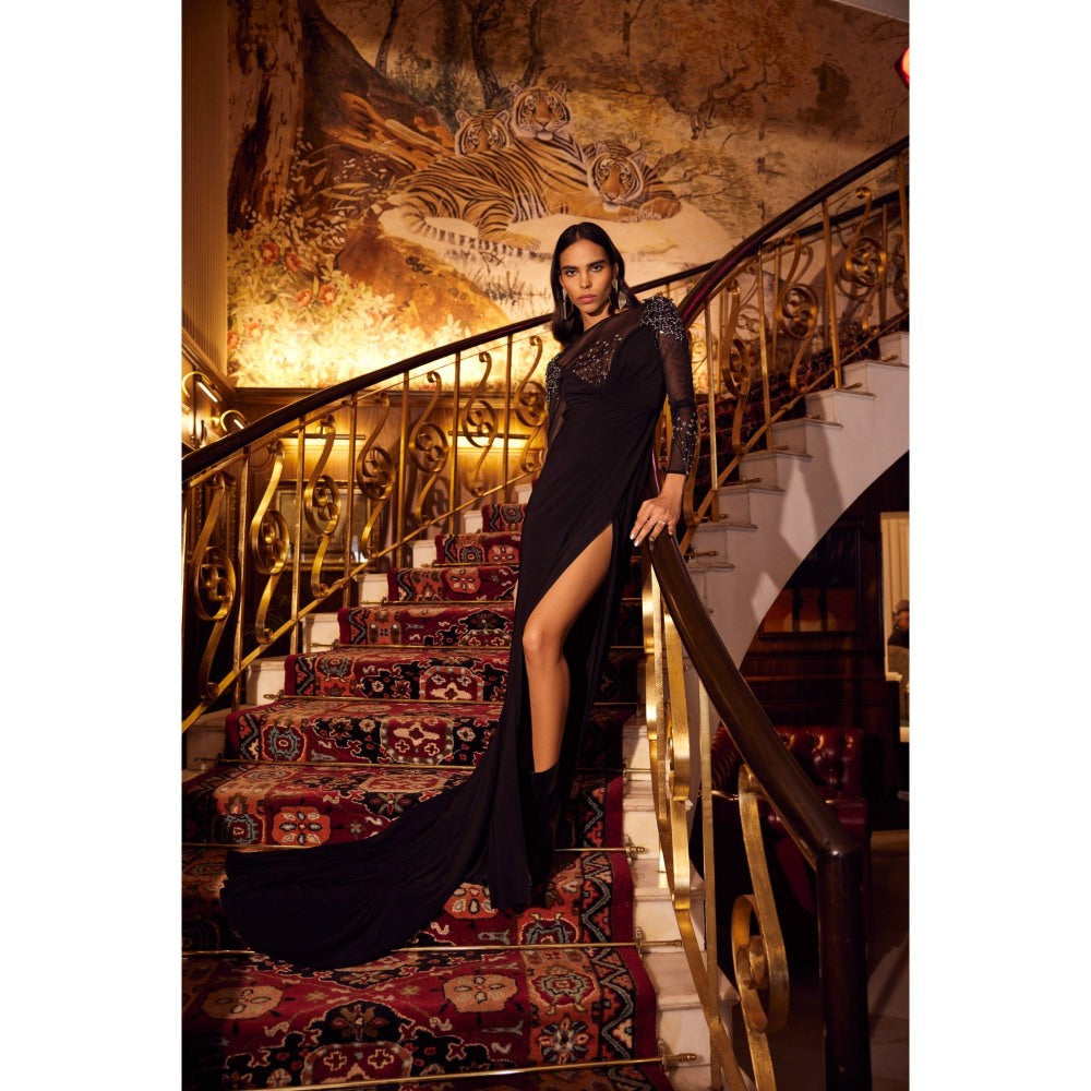 TISHARTH BY SHIVANI Embellished Side Slit Gown