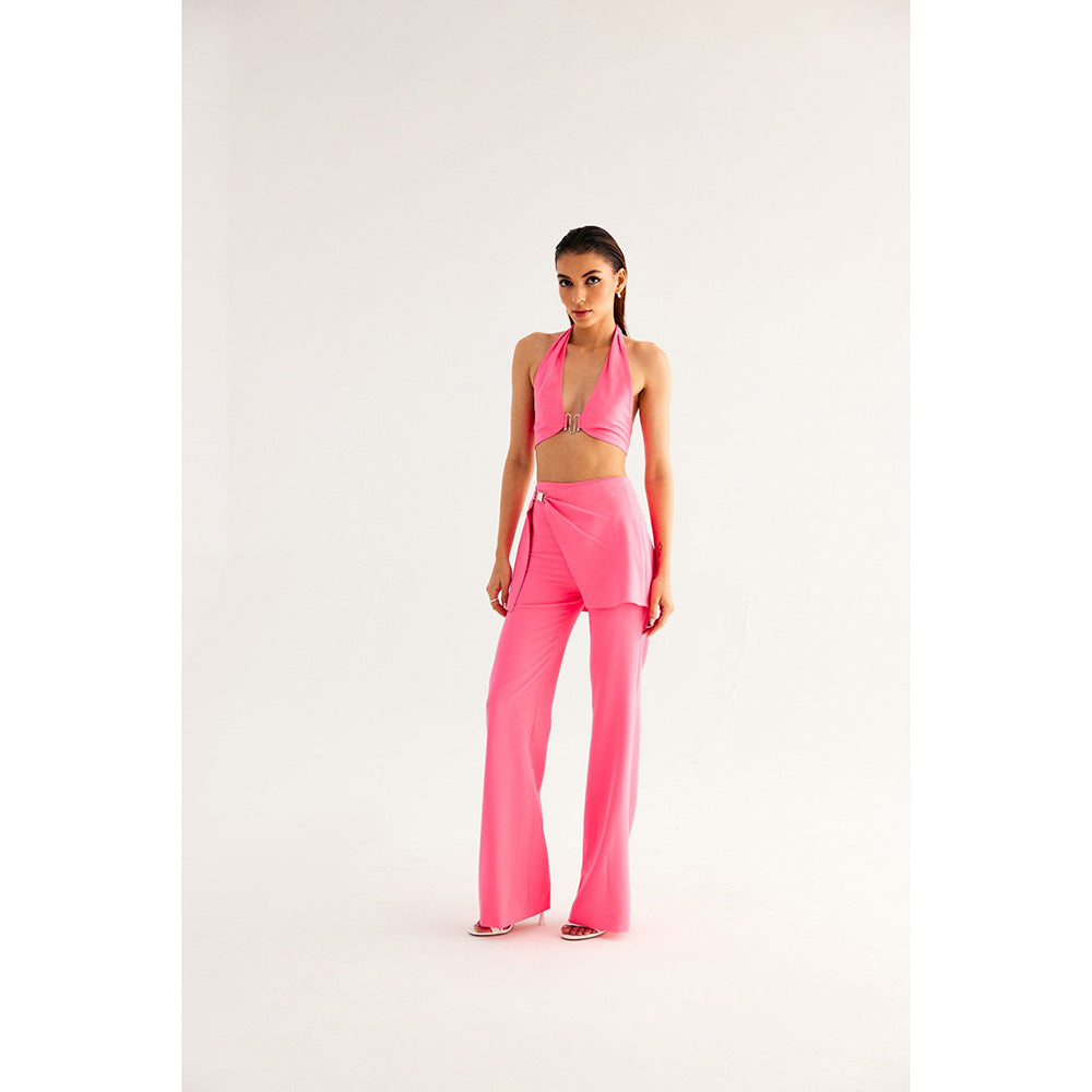 TISHARTH BY SHIVANI Halter Neck Bustier With Skirt Pant (Set of 2)