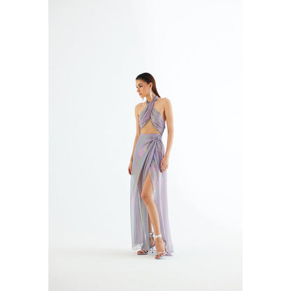 TISHARTH BY SHIVANI Halter Neck Draped Dress