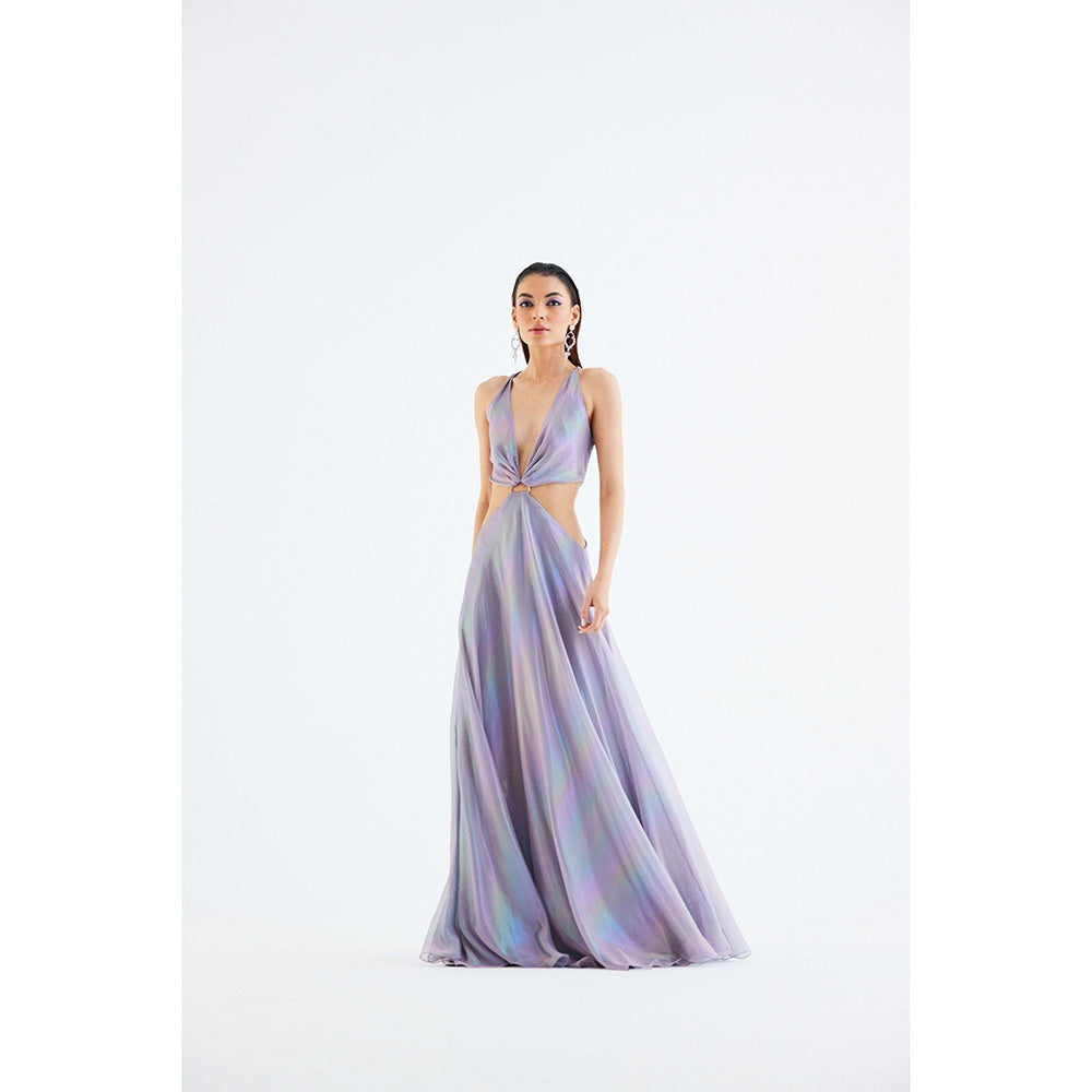 TISHARTH BY SHIVANI Plunging Neck Draped Dress