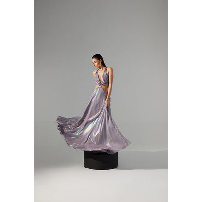 TISHARTH BY SHIVANI Plunging Neck Draped Dress