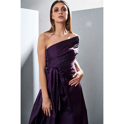TISHARTH BY SHIVANI Purple Taffeta Silk Gown