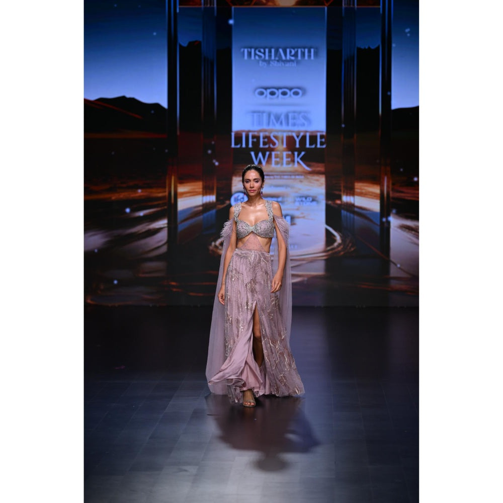 TISHARTH BY SHIVANI Pink Bralette with Tulle Skirt