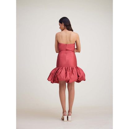 TISHARTH BY SHIVANI Red Astro Dust Shorts Silk Dress