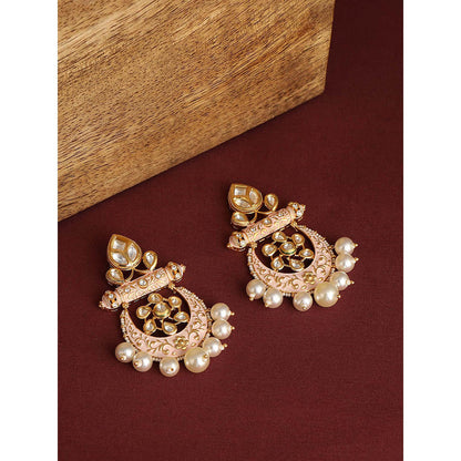 TIZORA Pink Meenakari Rajwadi Chandbali