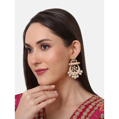 TIZORA Pink Meenakari Rajwadi Chandbali