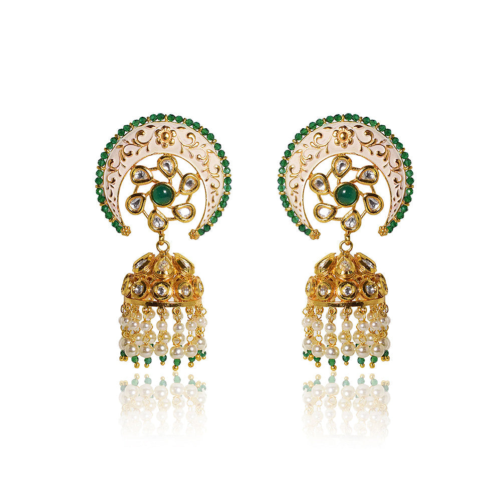 TIZORA White Meena Chand Jhumki
