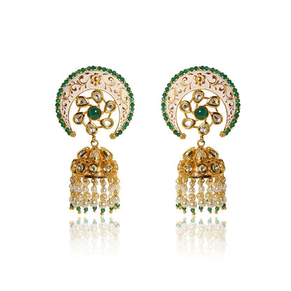 TIZORA White Meena Chand Jhumki