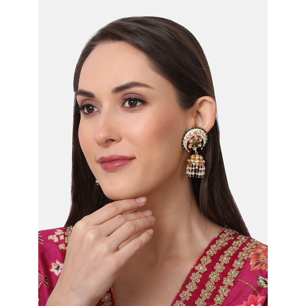 TIZORA White Meena Chand Jhumki