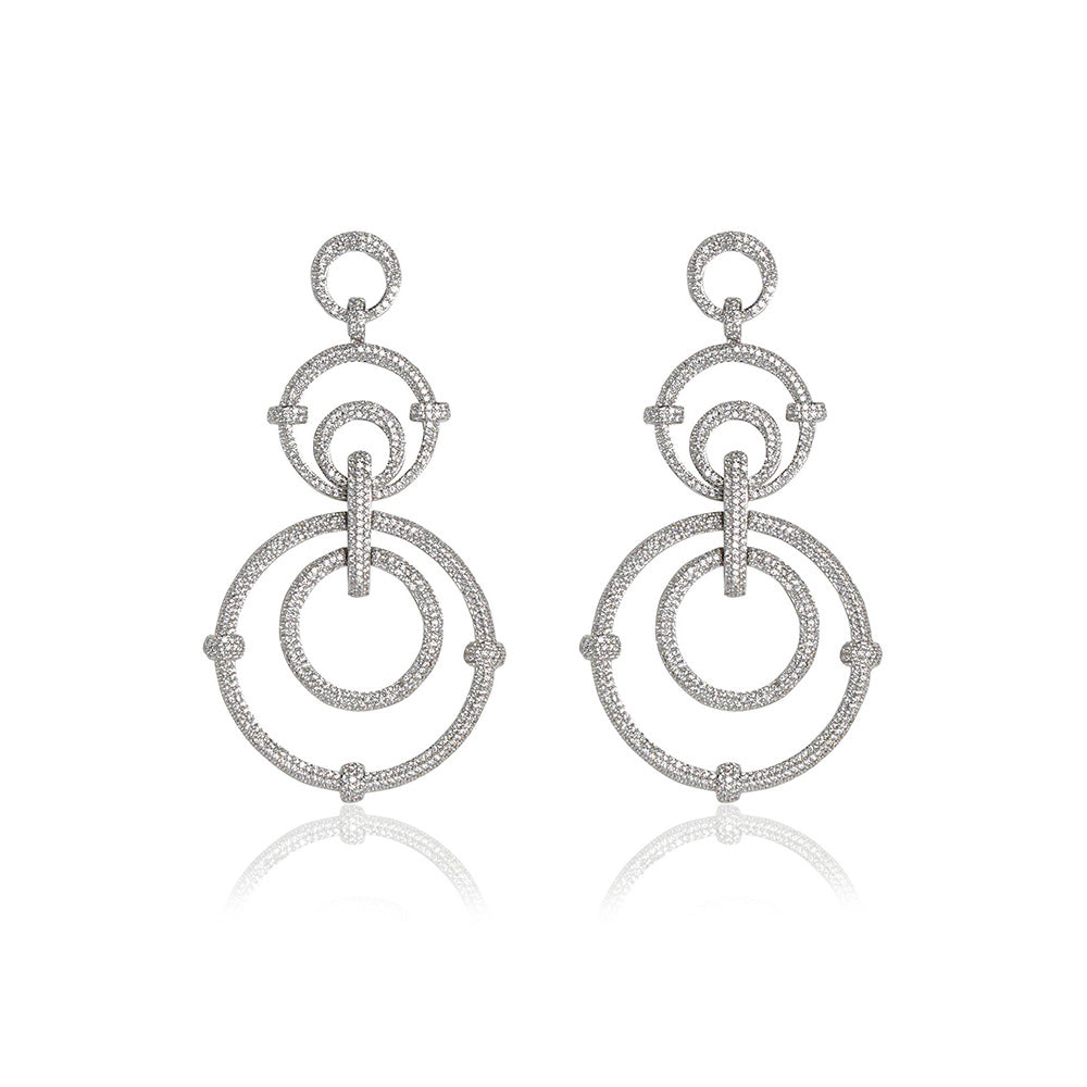 TIZORA Circle Diamonds Danglers