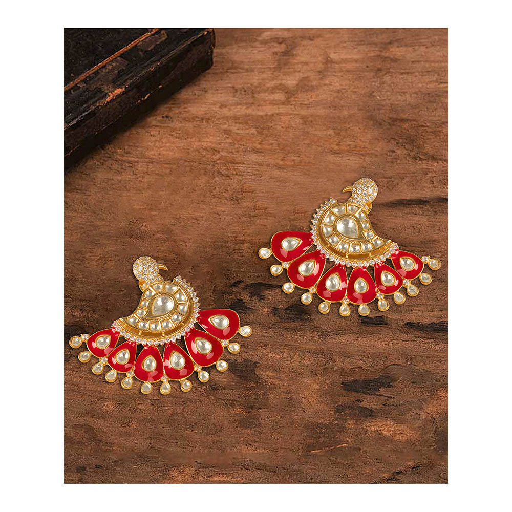 TIZORA Red Peacock Earrings