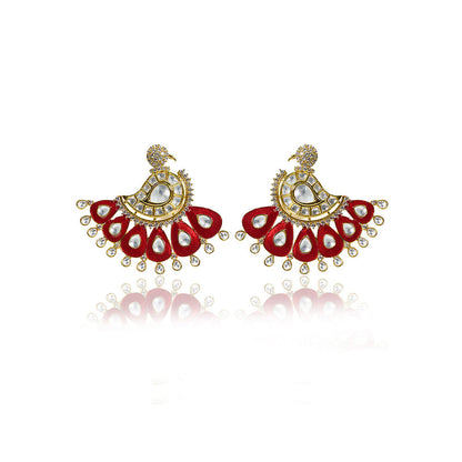 TIZORA Red Peacock Earrings