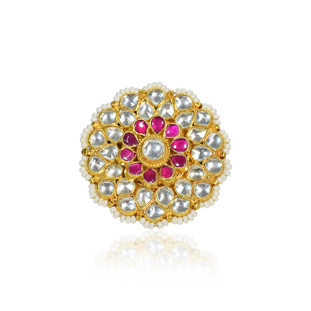 TIZORA Classic Ethnic Pachi Kundan Ring