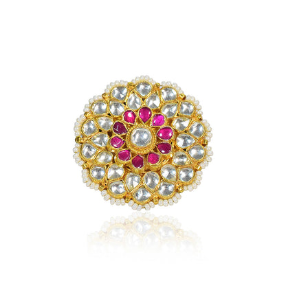 TIZORA Classic Ethnic Pachi Kundan Ring